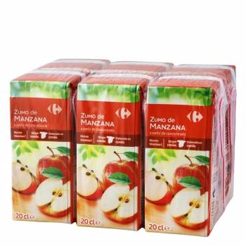 Zumo de manzana Carrefour pack de 6 briks de 20 cl.