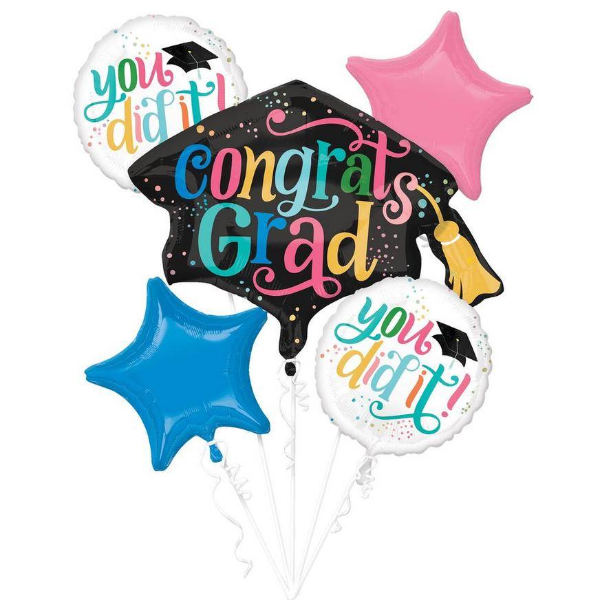 Party City Uninflated Congrats Grad Graduation Foil Balloon Bouquet