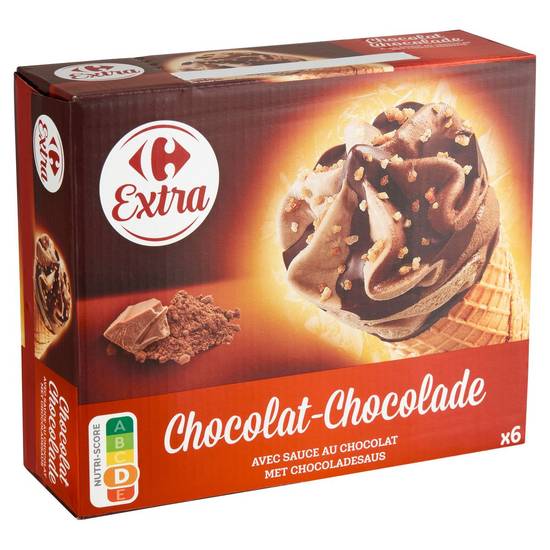 Carrefour Extra Hoorntjes Chocolade 6 st