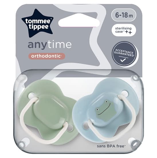 Tommee Tippee Anytime Orthodontic Soothers Pod For 6 - 18 Months Baby (2 pack)