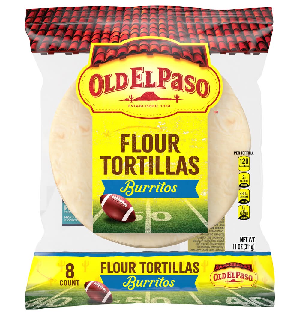 Old El Paso Flour Tortillas For Burritos (11 oz, 8 ct)