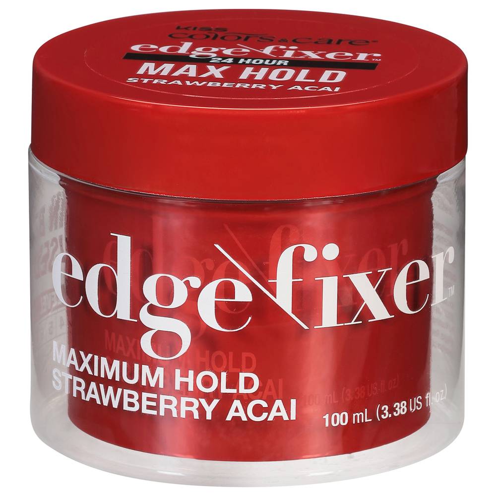 KISS Colors & Care Maximum Hold Glued Strawberry Acai Biotin B7 Infused Edge Fixer (3.38 fl oz)