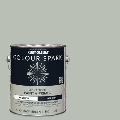 Rust-Oleum Colour Spark Paint + Primer Interior Eggshell (clay mask green)