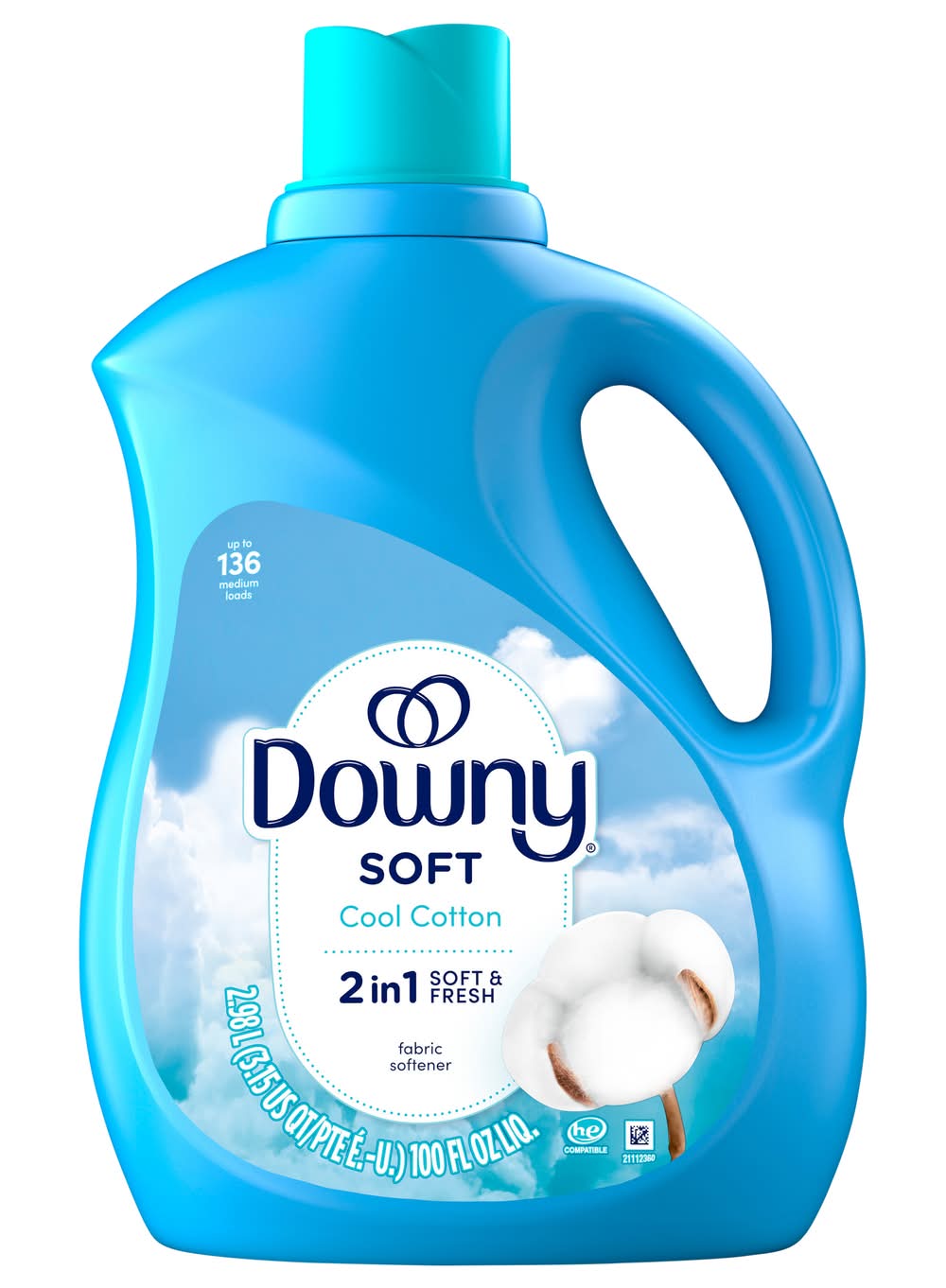 Downy 2 In 1 Soft & Fresh Liquid Fabric Softener, Cool Cotton (100 fl oz)