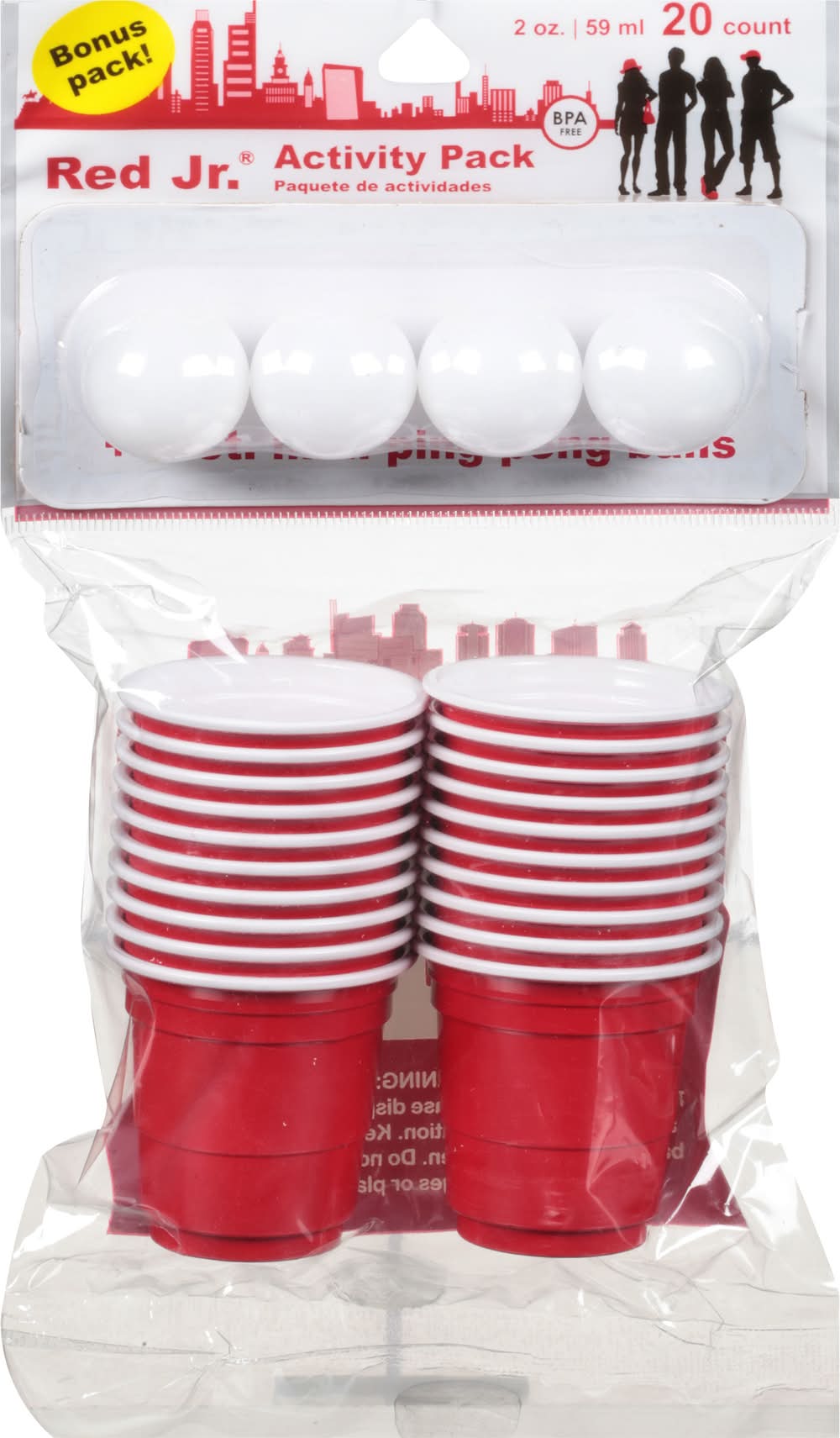 Red Jr. Plastic Cups With Ping Pong Balls, Red (20 ct)