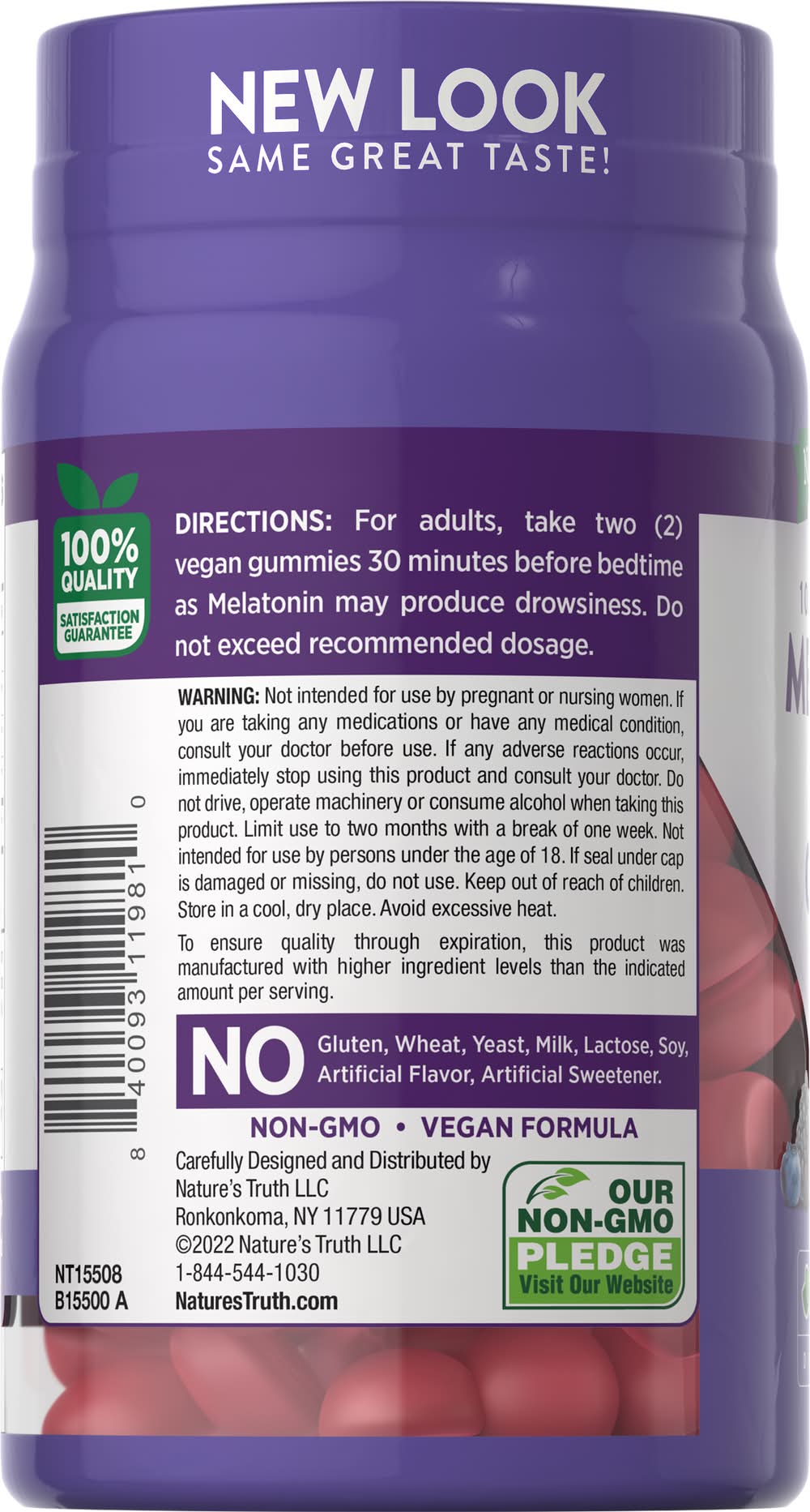 Nature's Truth Natural Mixed Berry Flavor Melatonin 12 mg Gummies (8 oz)