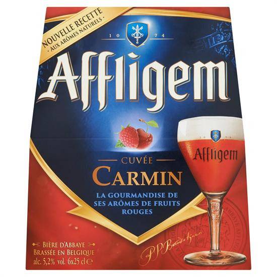 Bière aromatisée aux fruits rouges d'Abbaye AFFLIGEM - le pack de 6 bouteilles de 25cL