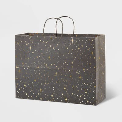 Spritz Foil Star Dotted Gift Bag, Medium, Gray