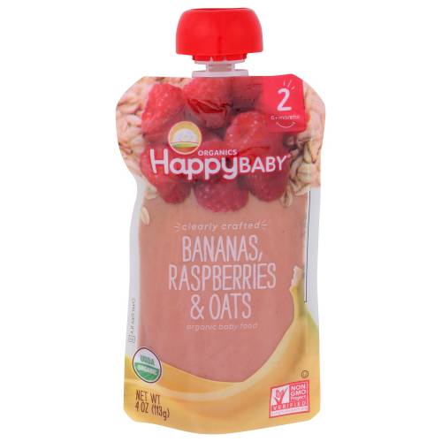 Happy Baby Organic Banana Raspberries & Oats Stage 2 Pouch