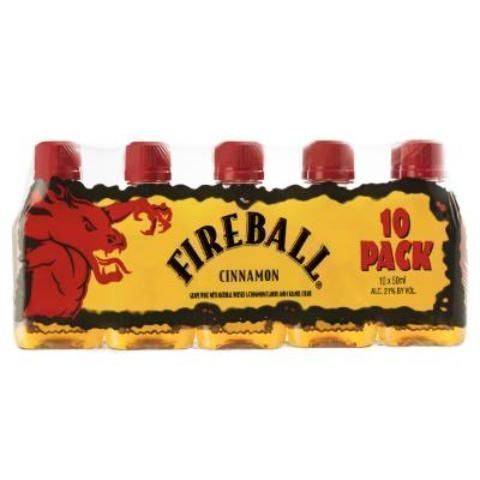 Fireball Cinnamon Malt Beverage, 50ml Bottles, 10 Count, 33 Proof