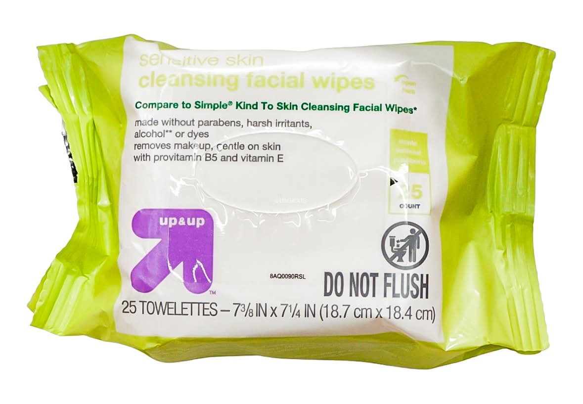 up&up Facial Cleansing Wipes, 18.7x18.4 cm (25 ct)