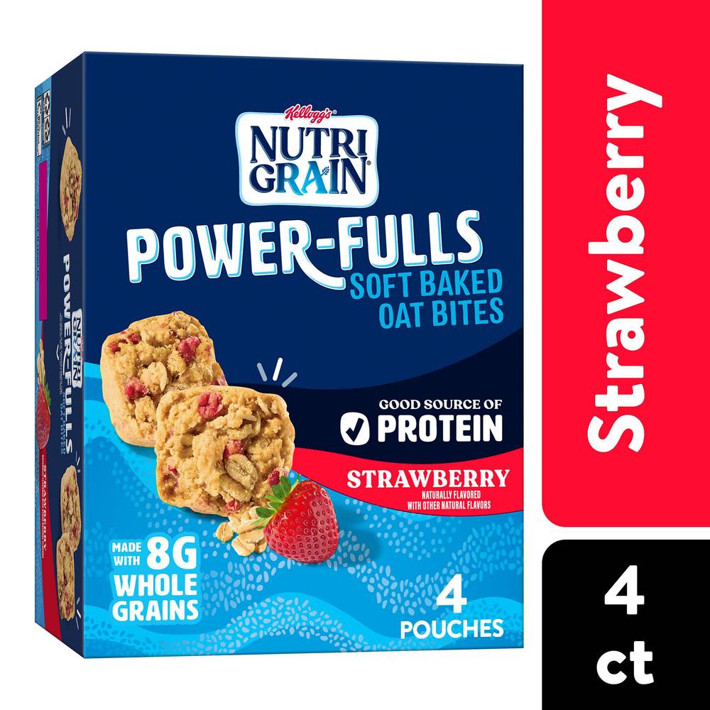 Nutri-Grain Power Fulls Soft Baked Oats Bites Cereal Bars, Strawberry (1.4 oz, 4 ct)