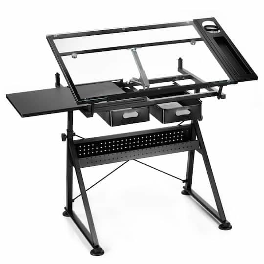 Metal & Glass Artist Table By Artist'S Loft