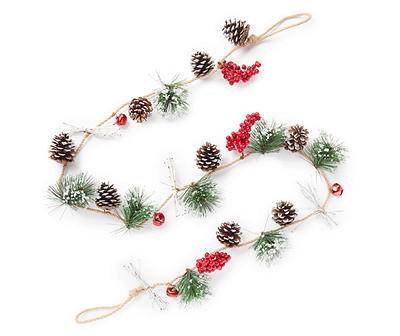 6' Pinecone & White Twig Rope Garland