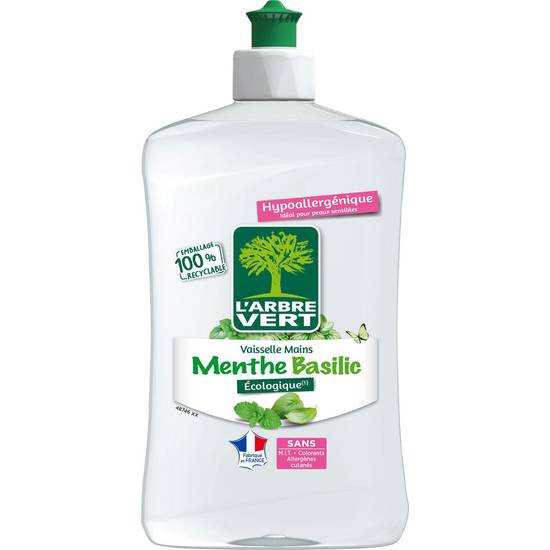 L'arbre Vert - Vaisselle mains menthe basilic écologique hypoallergénique (500 ml)