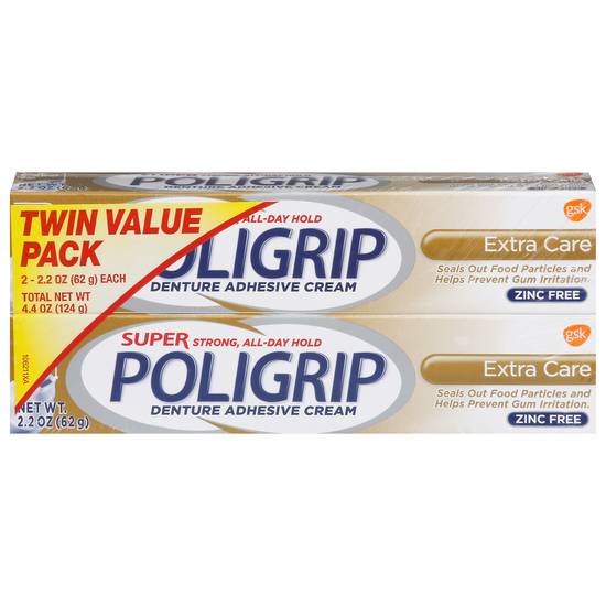 Poligrip Extra Care Super Strong All-Day Hold Denture Adhesive Cream ( 2 ct )
