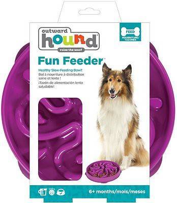 Outward Hound Fun Feeder Interactive Dog Bowl, Purple, Large Purple