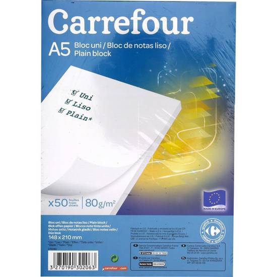 Carrefour - Bloc notes ligne 50 feuilles (a5 - 148x210mm)