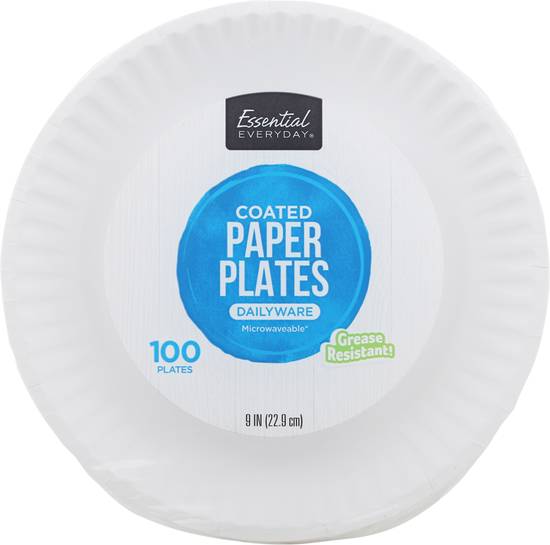 Essential Everyday 9 Inch Coated Dailyware Paper Plates (100 ct)
