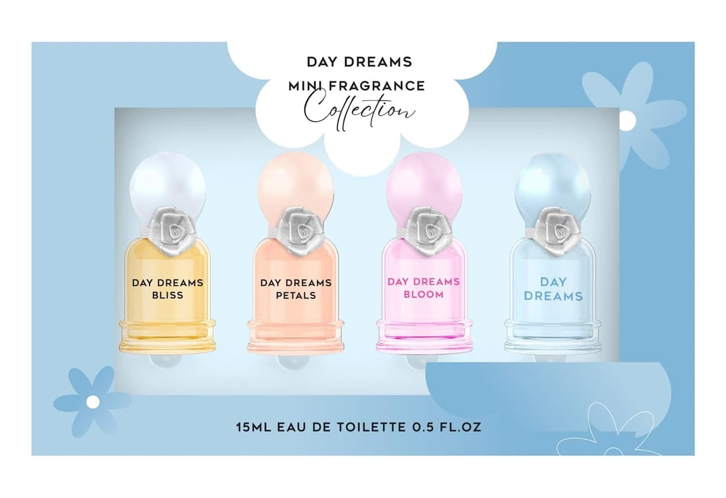 Day Dreams Mini Fragrance Collection Edt Gift Set, Bliss-Petals-Bloom (60 ml, 4 ct)