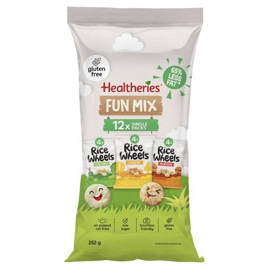 Healtheries Rice Wheels Funmix Variety Multipack Gluten Free Lunchbox Snacks 12x21g 252g