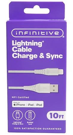 Infinitive Lightning Braided Charge Cable, 10 ft