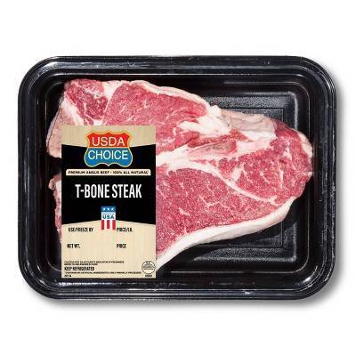 Usda Choice Angus Beef T-Bone Steak (0.69-1.8lbs priced per lb)