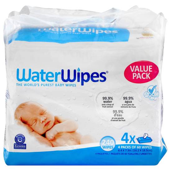 WaterWipes Adult Care Sensitive Wipes, Plastic-Free 99.9% Water Based  Wipes, Unscented, Large, Wet Wipes for Incontinence & All over Cleansing,  90ct