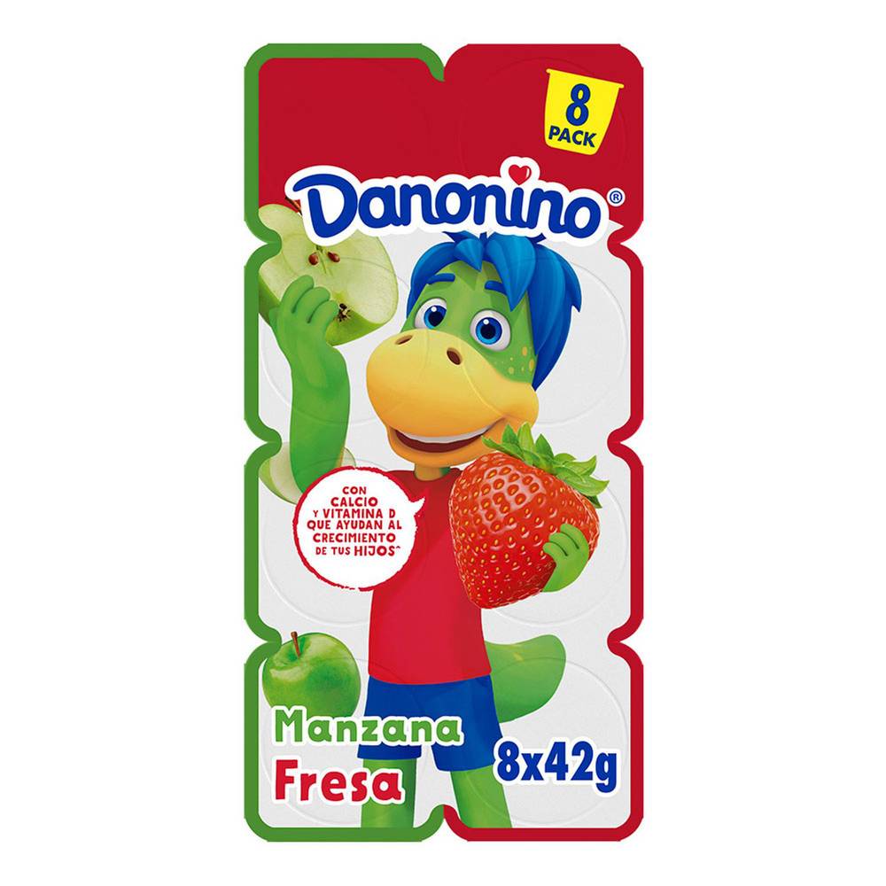 Danonino · Queso petit suisse, fresa - manzana (8 x 42 g)