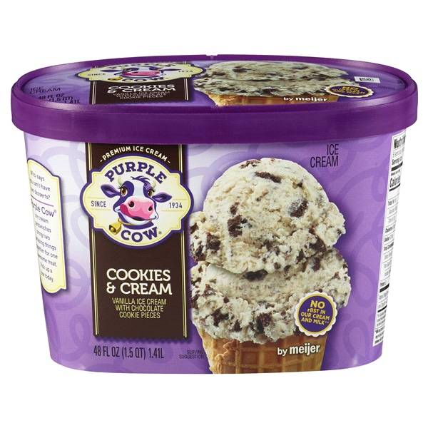 Purple Cow Premium Ice Cream, Cookies-Cream-Vanilla (48 fl oz)