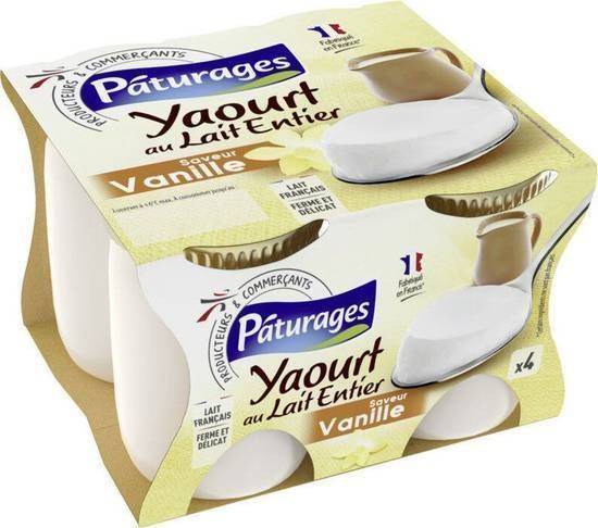 Yaourt au lait entier saveur vanille - paturages (Intermarché) - 500g