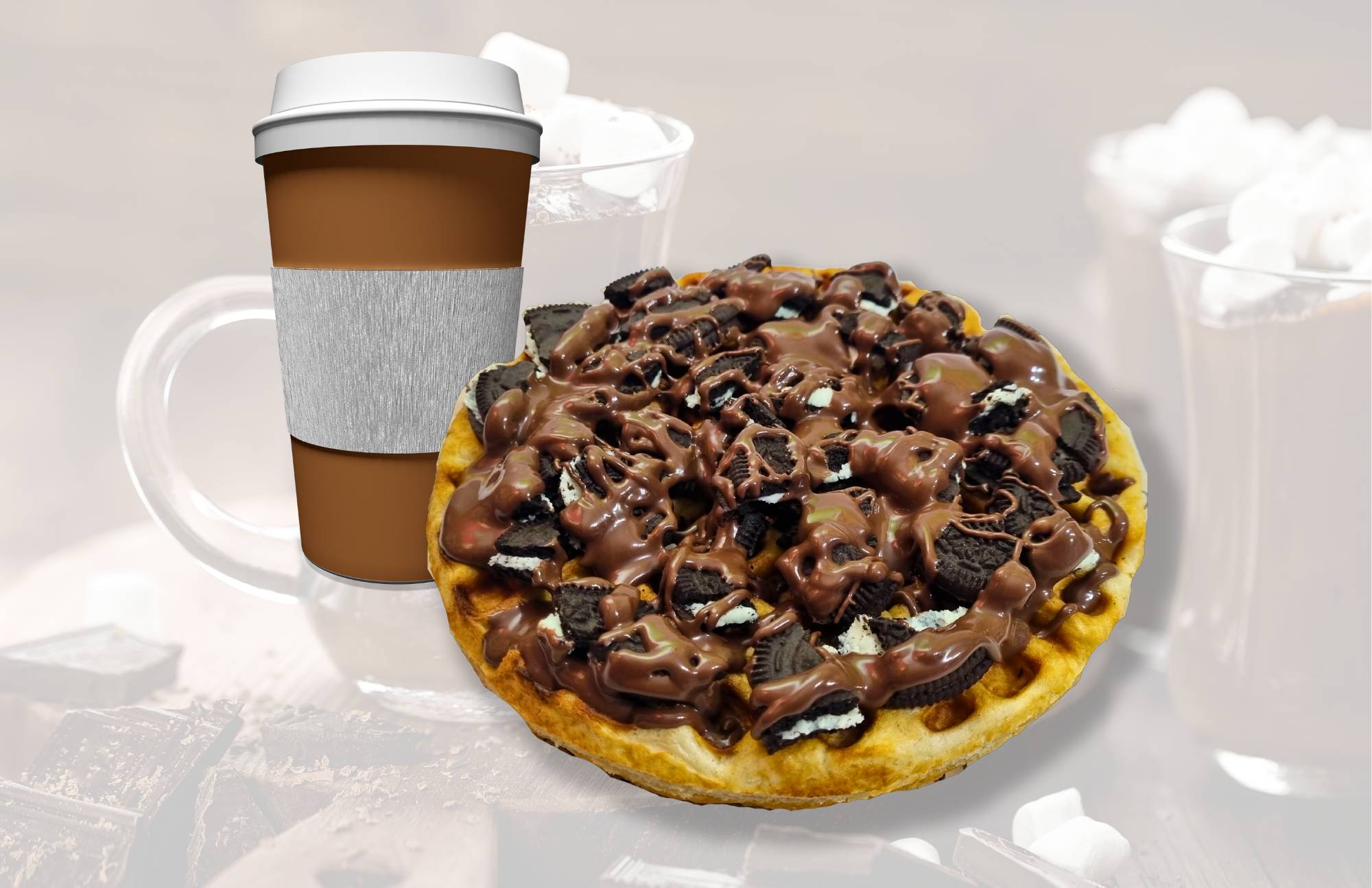Combo Waffles + Chocolate Caliente