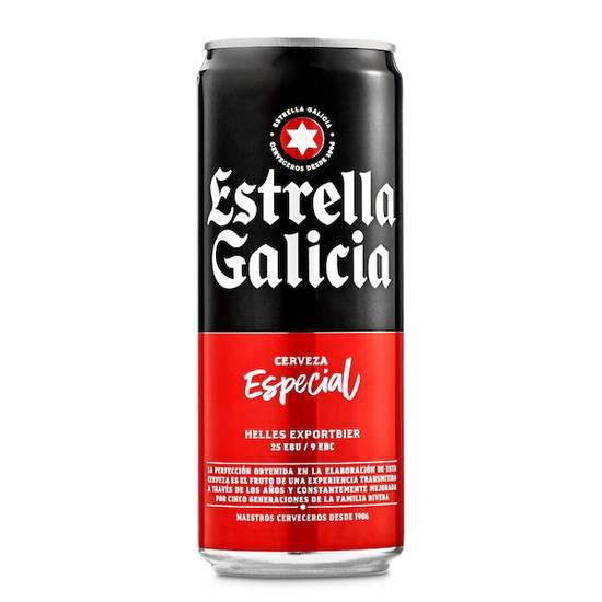 Cerveza especial Estrella Galicia lata 33 cl