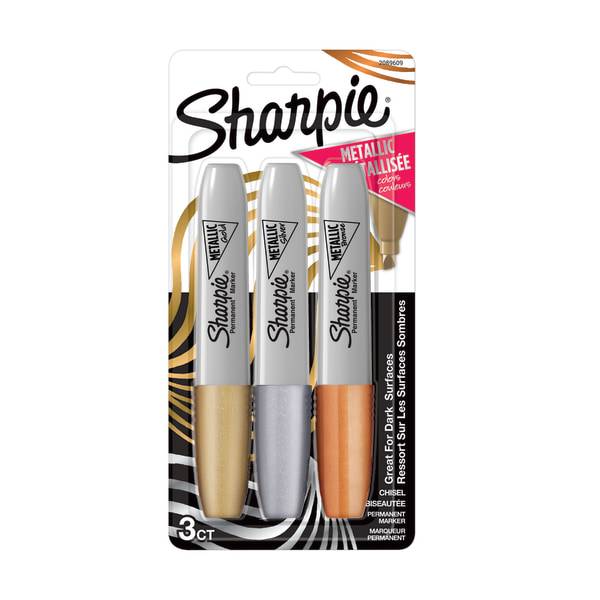 Sharpie Metallic Permanent Markers Chisel Tip Assorted Colors (3 ct)