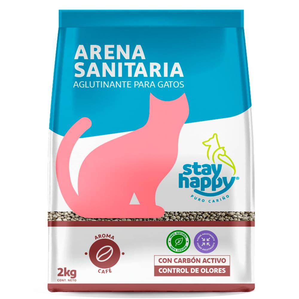 Stay happy arena sanitaria aglutinante aroma café (doypack 2 kg)