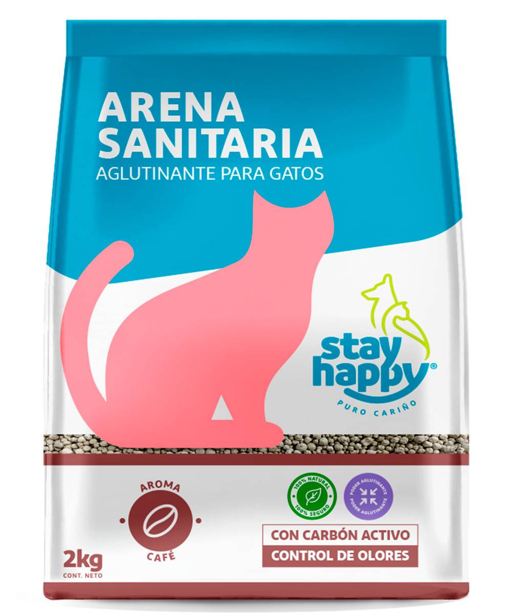 Stay Happy · Arena sanitaria aglutinante aroma café (2 kg)