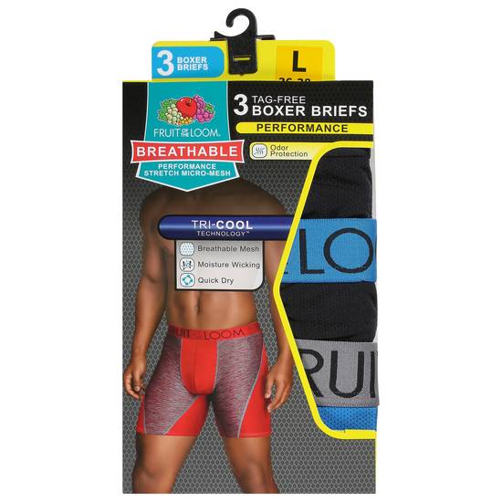 Fruit Of the Loom Mens Tag-Free Large Size Boxer Briefs (3 ct)