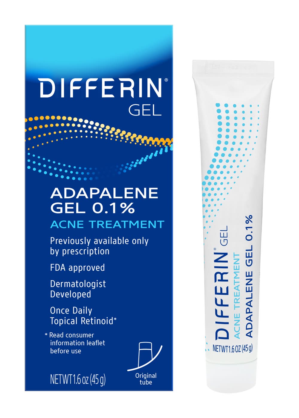 Differin 0.1% Adapalene Gel Acne Treatment (1.6 oz)