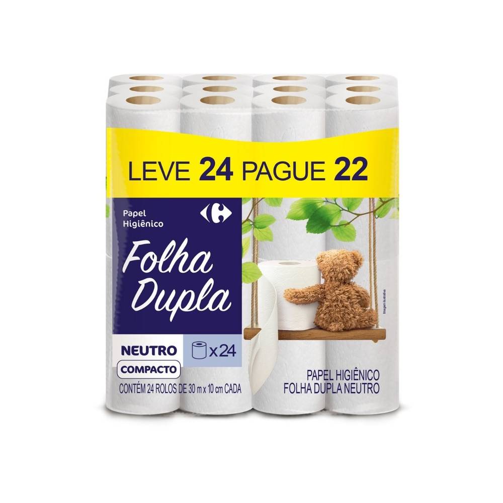 Papel higiênico folha dupla neutro (24 rolos)