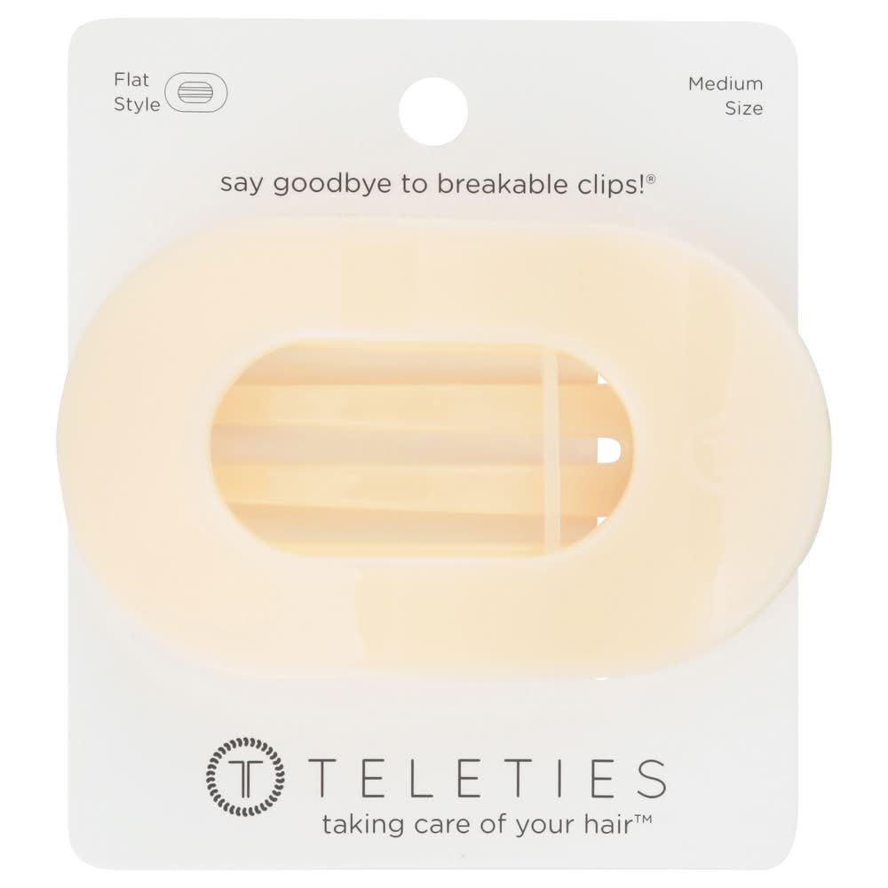 TELETIES Flat Round Hair Clip, Medium, Almond Beige