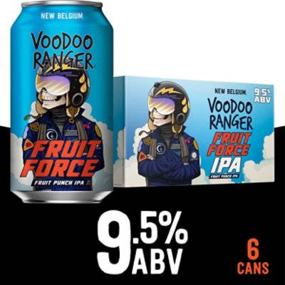 New Belgium Brewing Voodoo Ranger Fruit Force Hazy Punch Ipa Beer 9.5% Abv Cans - 6-12 Fl. Oz.