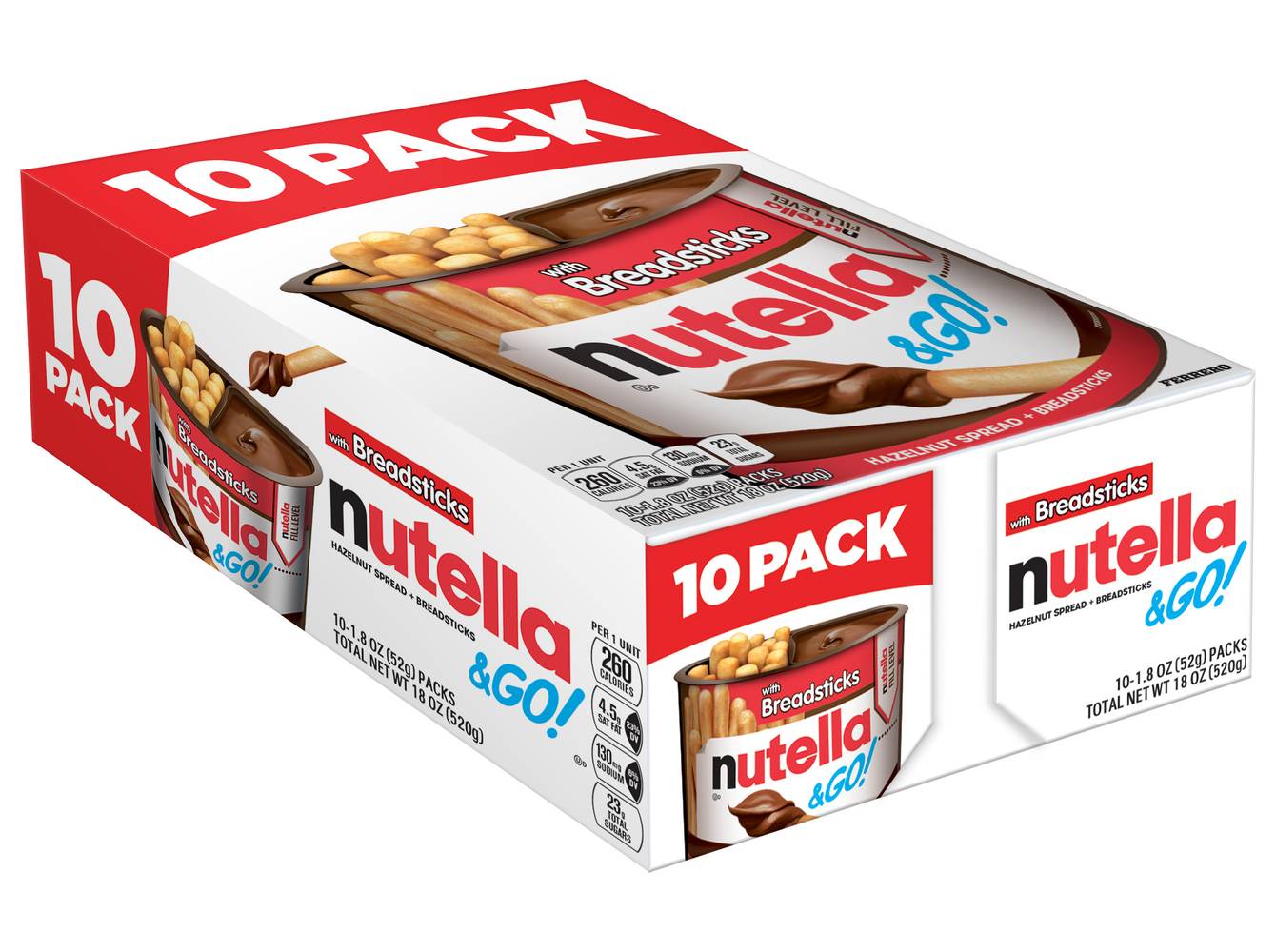 Nutella & Go! Hazelnut Spread With Breadsticks (10 x 1.8 oz)