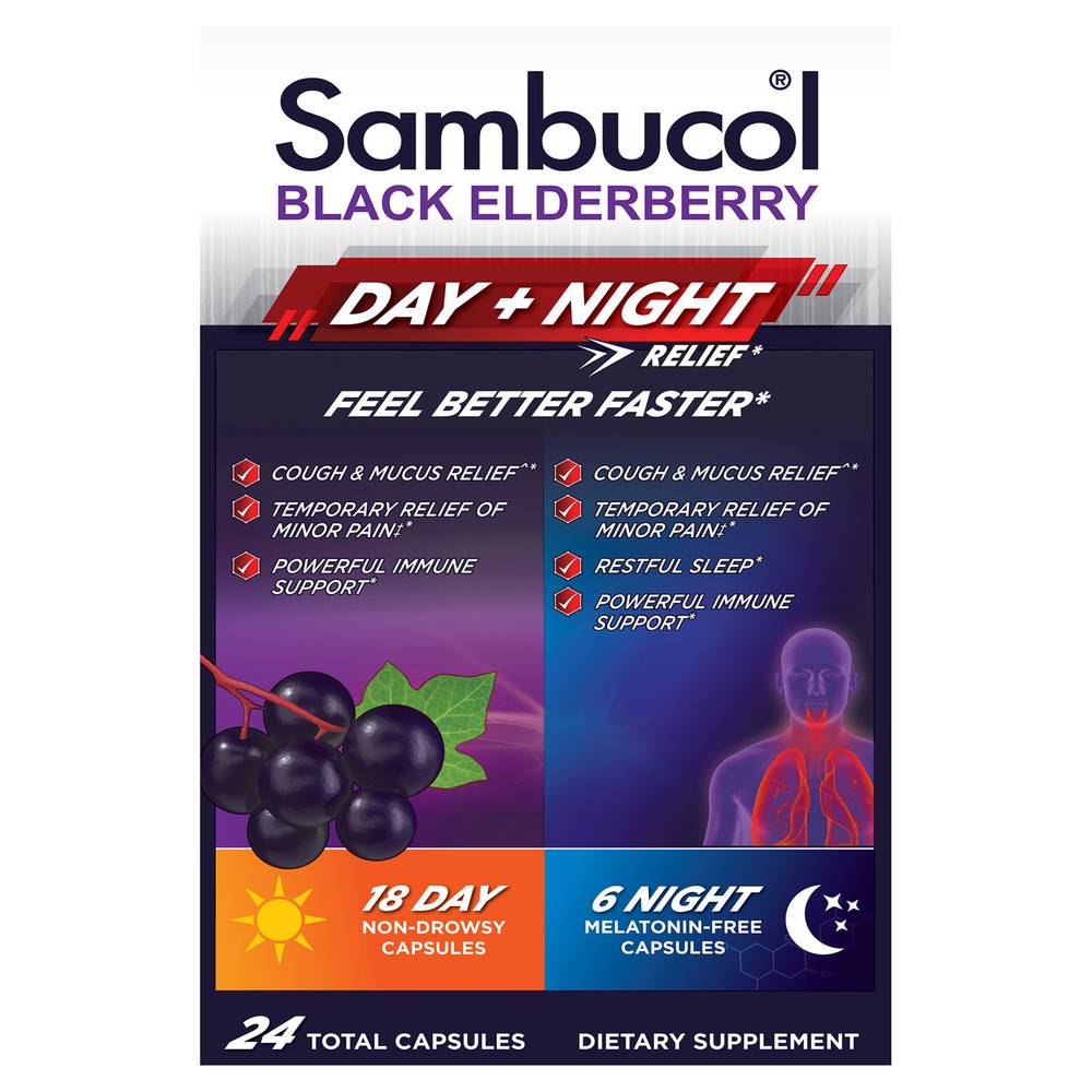 Sambucol Day + Night Relief Dietary Supplement, Black Elderberry (24 ct)