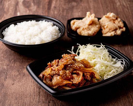 焼肉定食とげんこつ唐揚げセット（150g） BBQ Set Meal & Fried Chicken Set (150g)