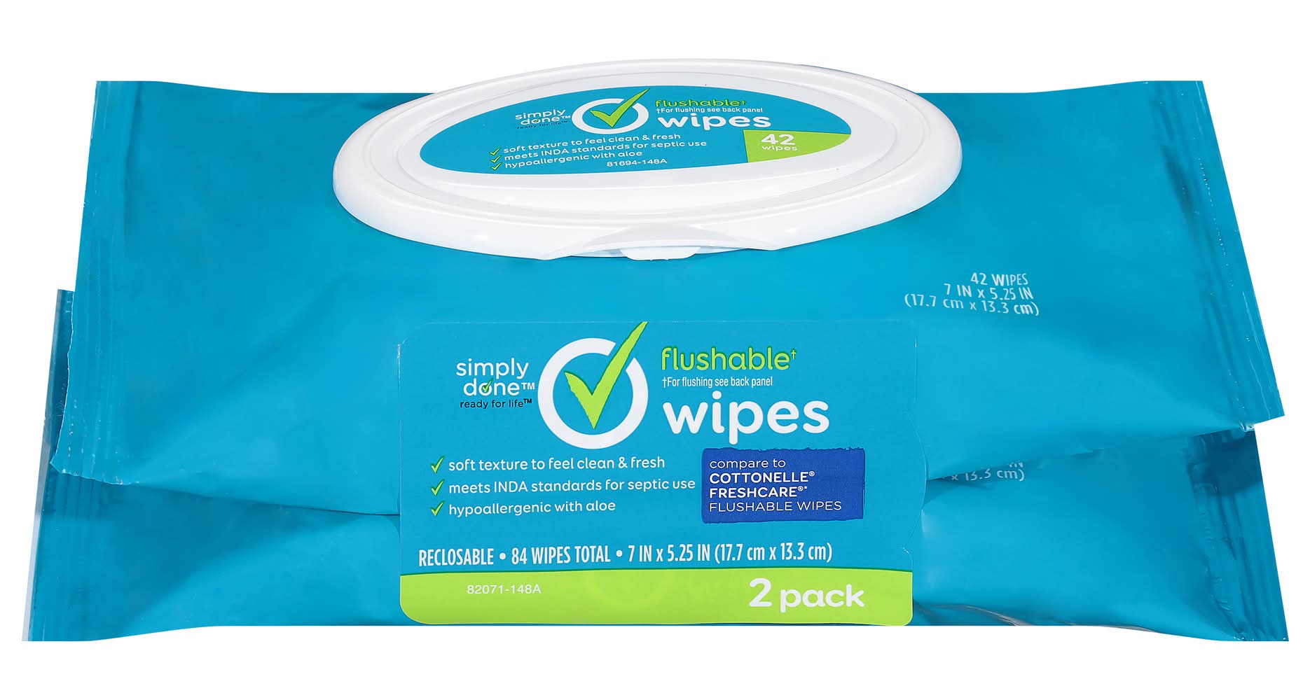 Simply Done Flushable Wipes, 7x5.25 in (2 ct)