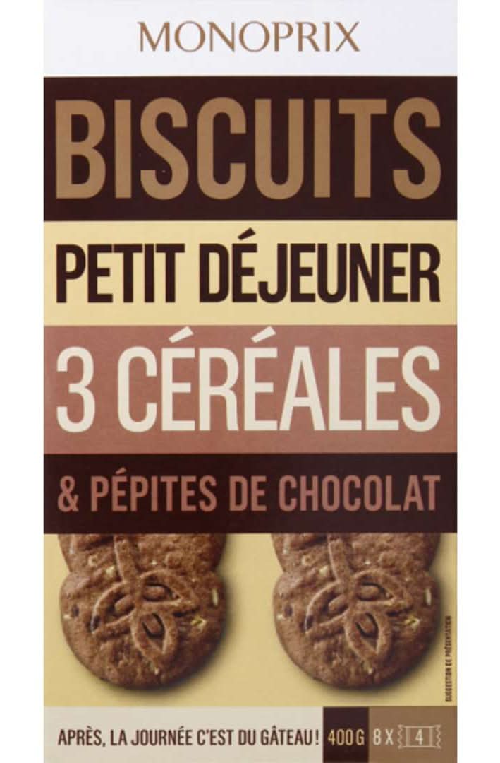 Monoprix - Biscuits petit déjeuner trois céréales et pépites de chocolat (8)