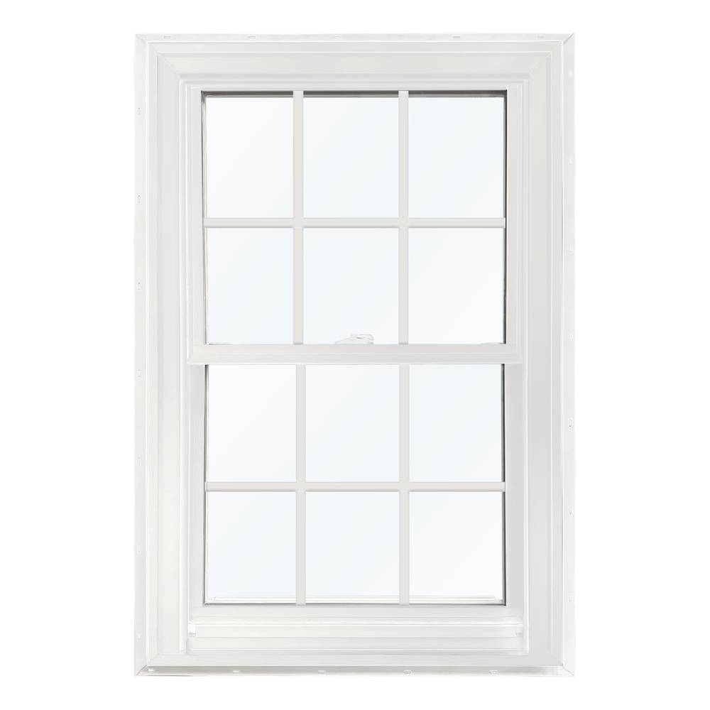 United Window & Door PRO Series New Construction 35-1/2-in x 37-1/2-in x 3-11/16-in Jamb White Vinyl Low-e Argon Double Hung Window with Grids, Full Screen Included | 59DH3638LSGF