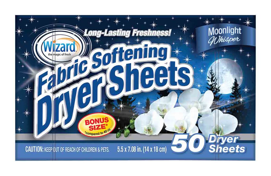 Wizard Long-Lasting Freshness Fabric Softening Dryer Sheets, Moonlight Whisper, 5.5x7.08 in (50 ct)
