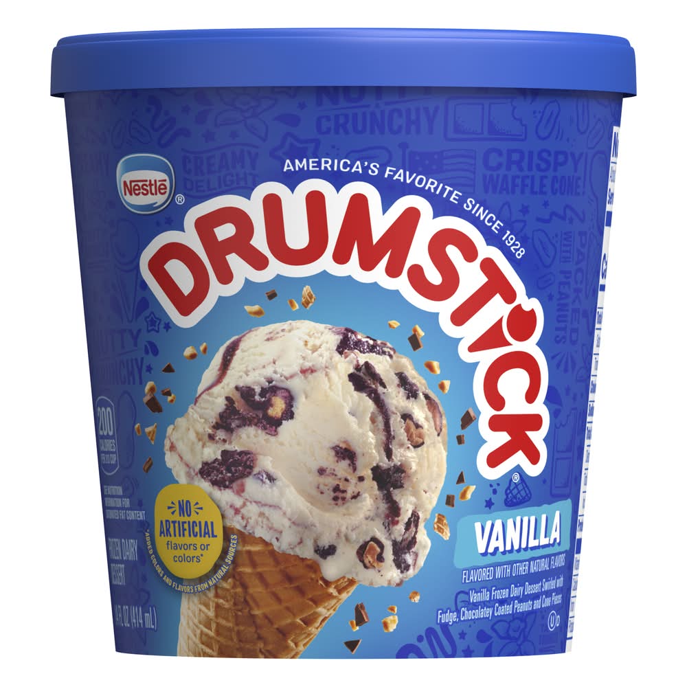 Drumstick Ice Cream With Fudge & Coated Peanuts, Vanilla (14 fl oz)