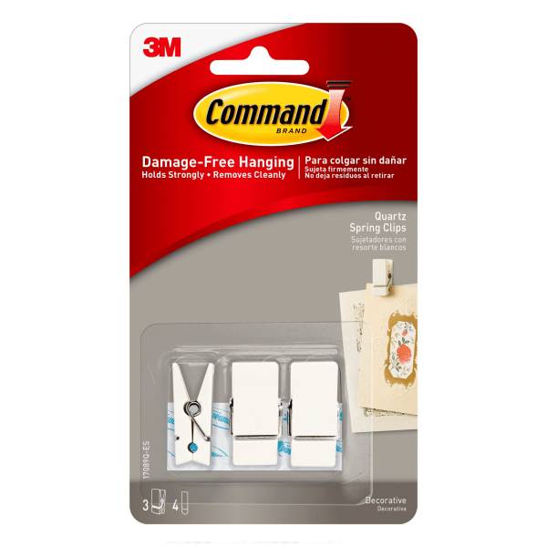 3M Command Quartz Spring Clips Small White (3 ct)